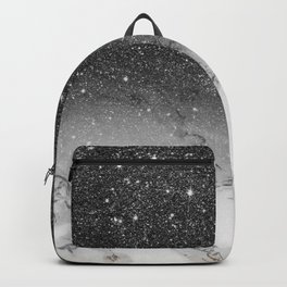 Stylish faux black glitter ombre white marble pattern Backpack | Graphicdesign, Modern, Blackglitter, Digital, Curated, Colorblock, Trendy, Girly, Fauxglitter, Chic 