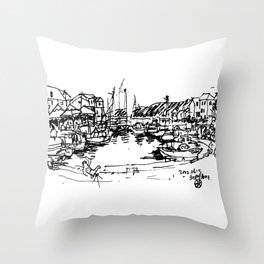Summer at the port Throw Pillow