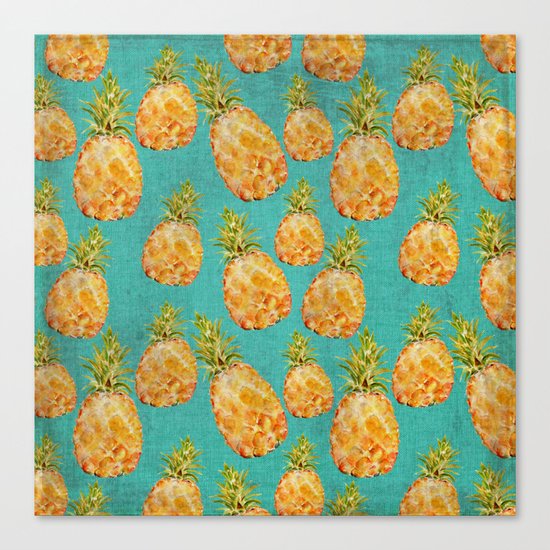 Summer pineapple fruit holiday fun pattern Canvas Print