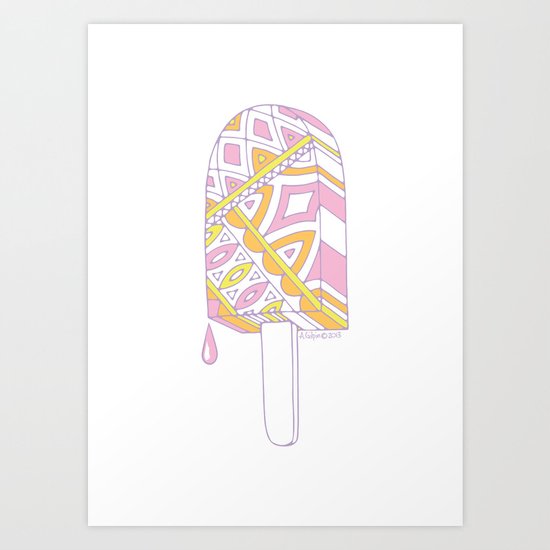 Pop ice pop 1 Pink-yellow-orange colour Art Print