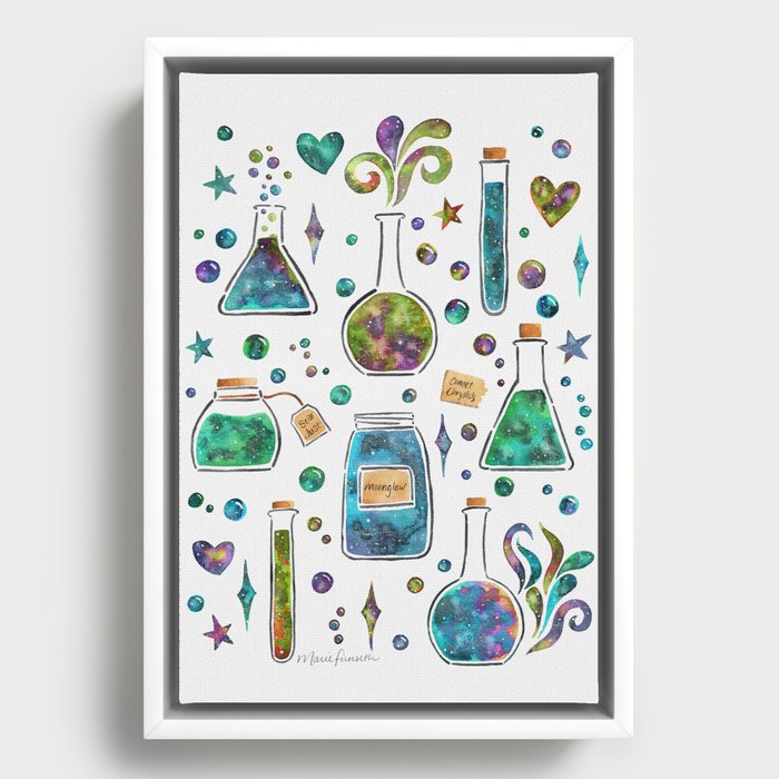 Blue-Green Galaxy Potions Framed Canvas