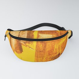 Abstract orange yellow hand painted canvas fragment, abstract art painting on grunge wall with brushstrokes Fanny Pack