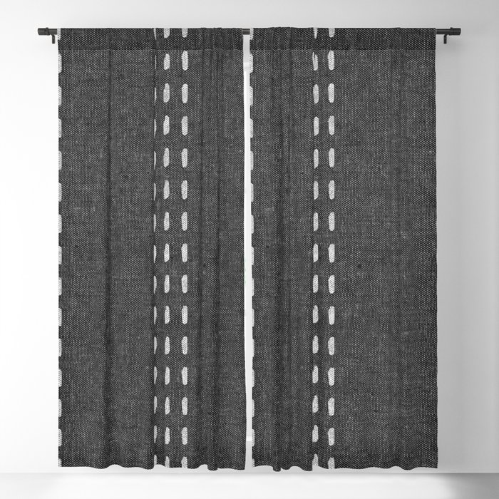 boho vertical stitch - charcoal Blackout Curtain