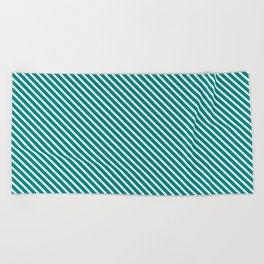 [ Thumbnail: Mint Cream and Teal Colored Lines/Stripes Pattern Beach Towel ]