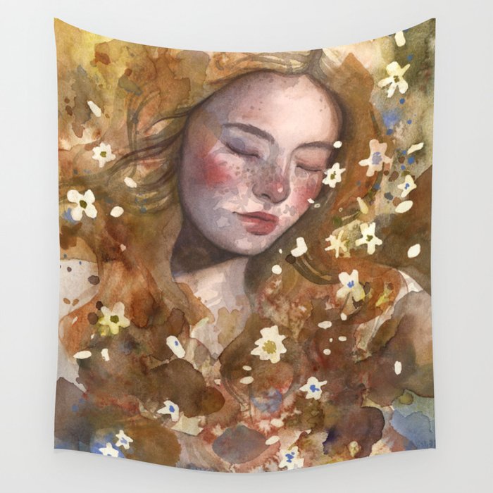 Autumn portrait, watercolor  Wall Tapestry