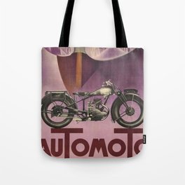 1930 Vintage Art Deco Advertising Poster Automoto Motos Bicycles Motorcycles Version 2 Tote Bag