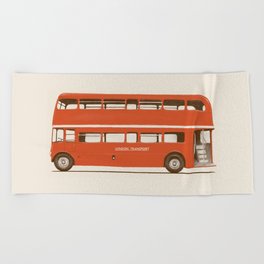 Double-Decker London Bus Beach Towel
