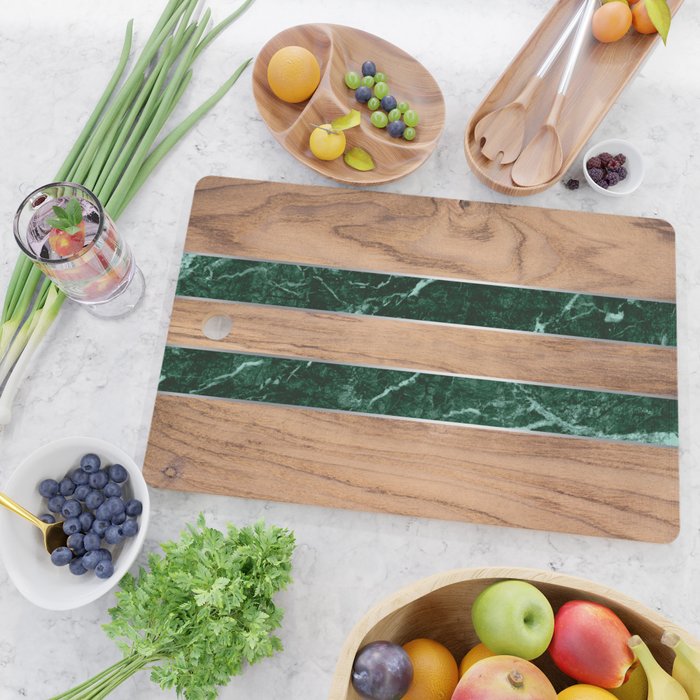 Striped Wood Grain Design - Green Granite #901 Cutting Board by