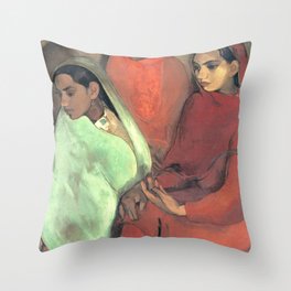 Three Girls By Amrita Sher Gil Throw Pillow