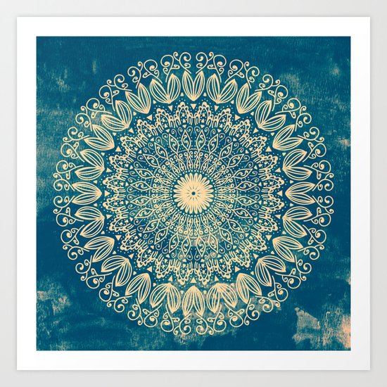 BLUE ORGANIC MANDALA Art Print