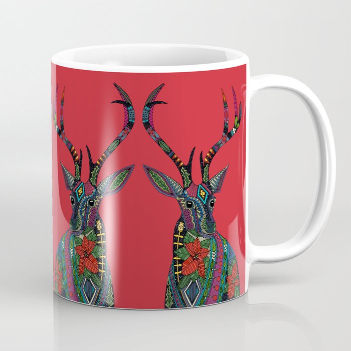 poinsettia deer red Coffee Mug