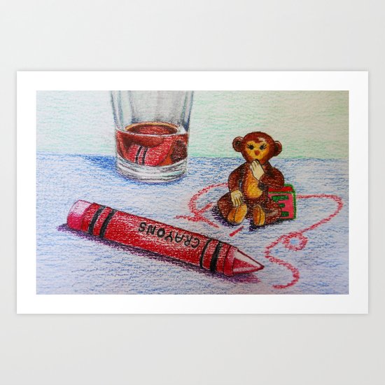 Crayon Love My Monkey is up to Something Art Print