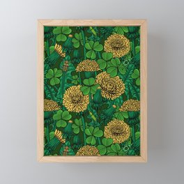 The meadow in green and yellow Framed Mini Art Print