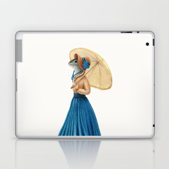 Lady Mousy with a yellow umbrella Laptop & iPad Skin