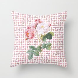 Roses and Hearts Throw Pillow