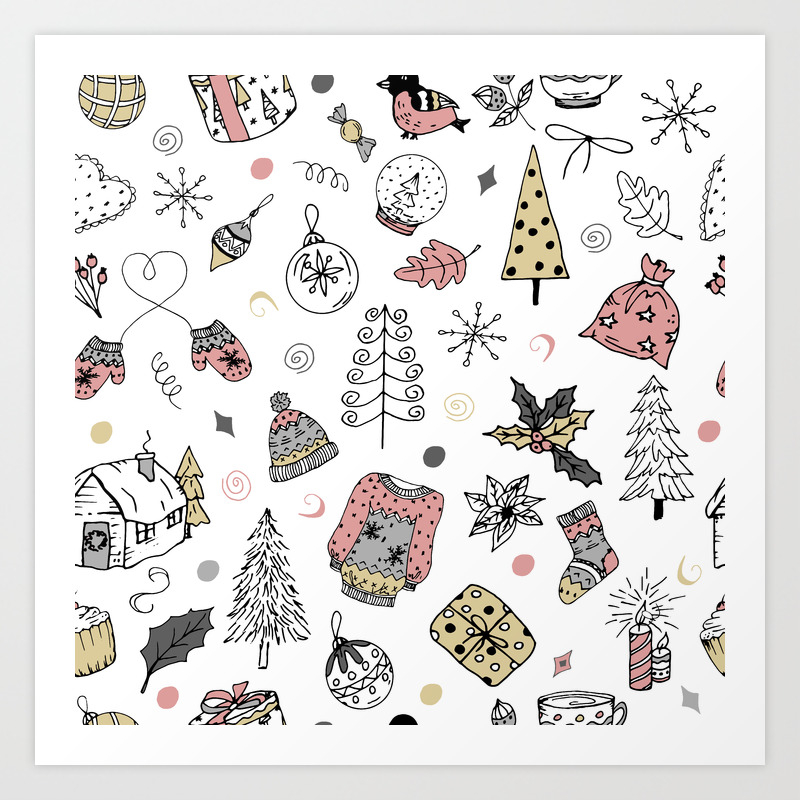 Christmas Pattern Winter Holiday Background Art Print By Alexcrafts Society6