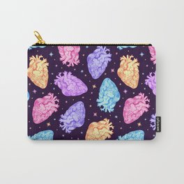 Pastel Anatomical Hearts Scatter on Black Carry-All Pouch