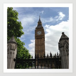 Great Britain Photography - Big Ben Under The Blue Cloudy Sky Art Print