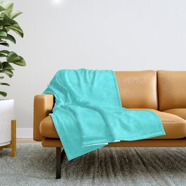 Extraordinary Blue Cyan Solid Color Popular Hues Patternless Shades of Cyan Collection Hex #57ffff Throw Blanket
