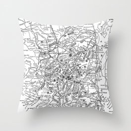 Adirondack Mountains Map Throw Pillow