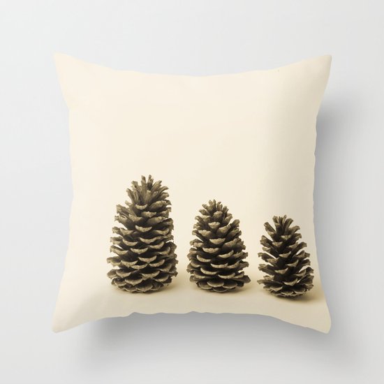 Three Little Pinecones Throw Pillow
