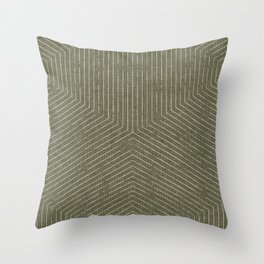 boho hexagon stripes - olive green Throw Pillow