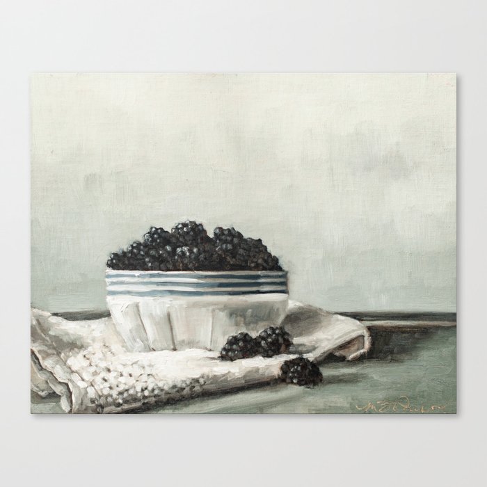 Blackberries on a Tea Towel Canvas Print