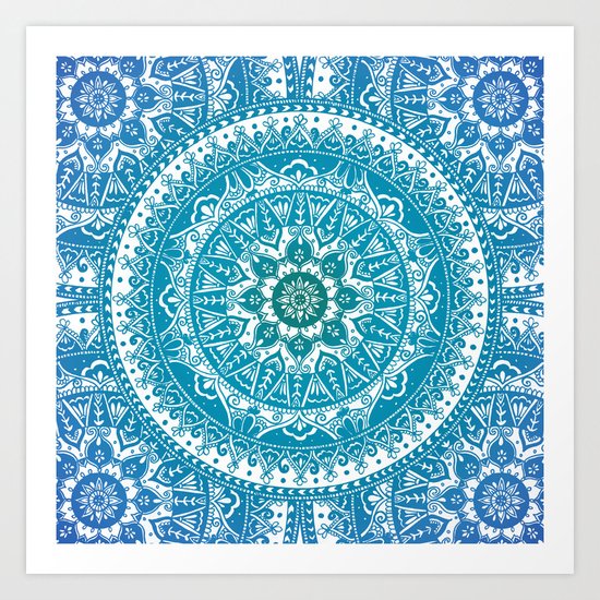 Aquamarine Mandala Pattern Art Print