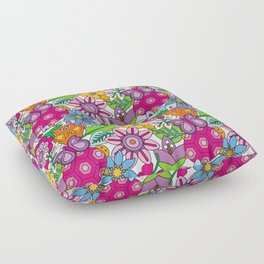 Colorful animals and flowers vintage seamless pattern Floor Pillow