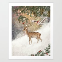 Deer Merry Christmas Art Print