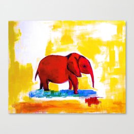 Unique Red Elephant Still Life Painting on Canvas Canvas Print