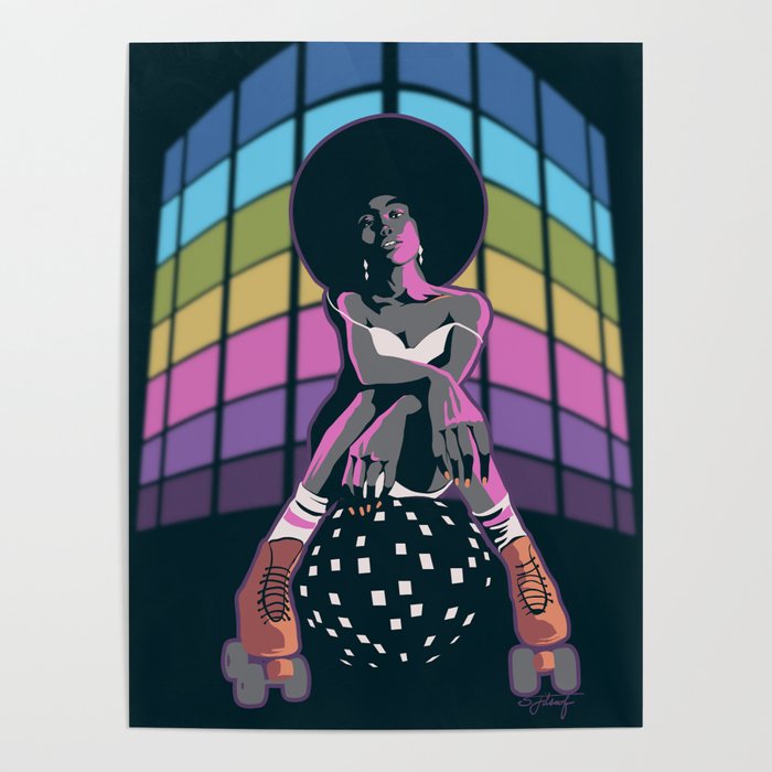 Retro Disco Roller Queen Poster