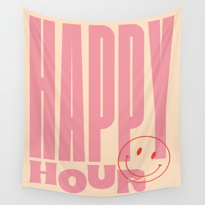 Happy Hour Pink Wall Tapestry