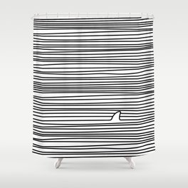 Minimal Line Drawing Simple Unique Shark Fin Gift Shower Curtain