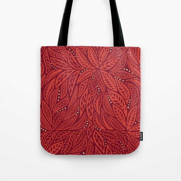 Polynesian Tribal Tattoo Red Floral Design Tote Bag