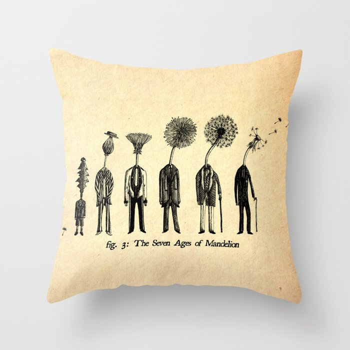The Seven Ages of Mandelion Throw Pillow