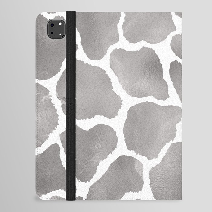 Hipster Glam Silver White Giraffe Animal Print iPad Folio Case