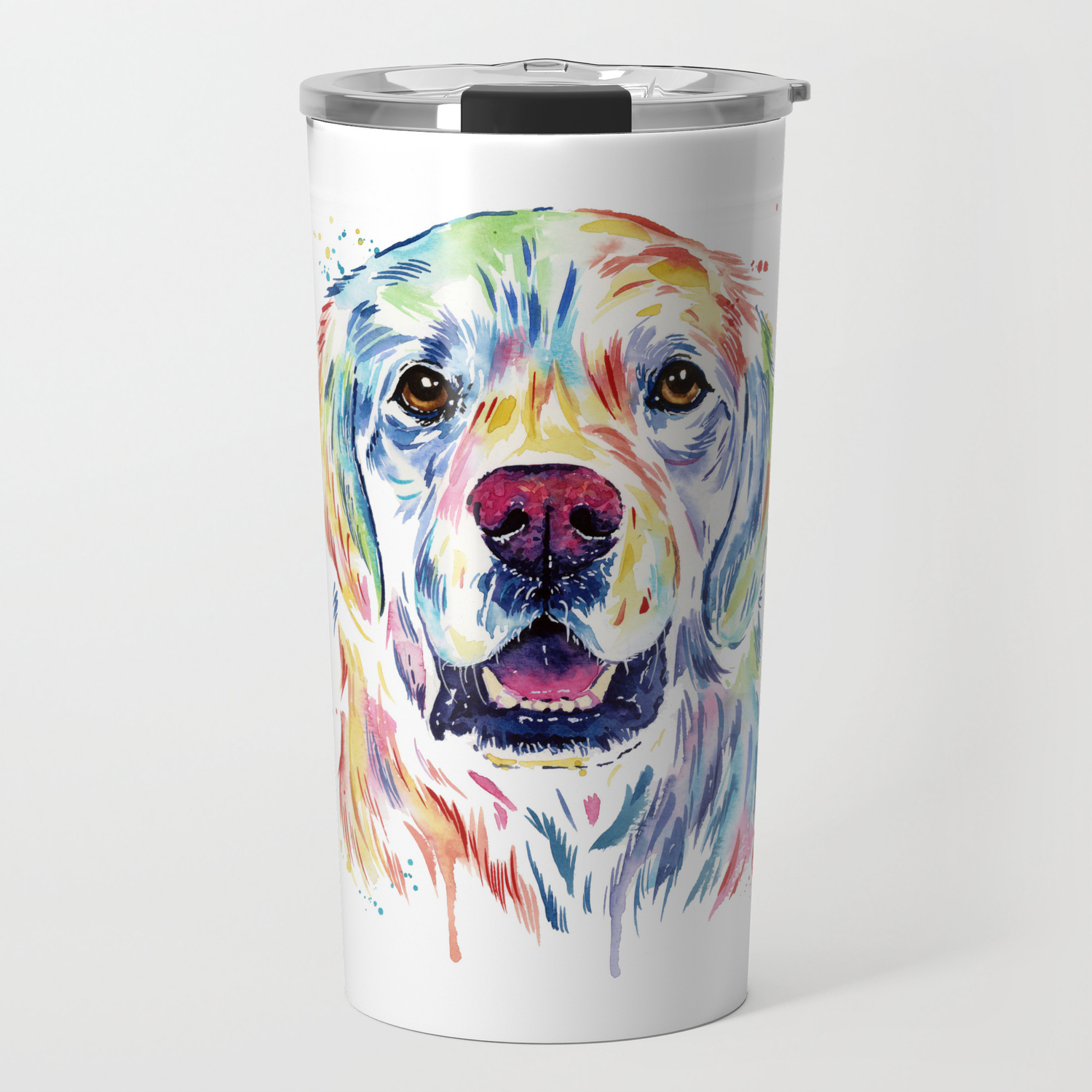 Golden Retriever Watercolor Pet Portrait Painting Travel Mug By