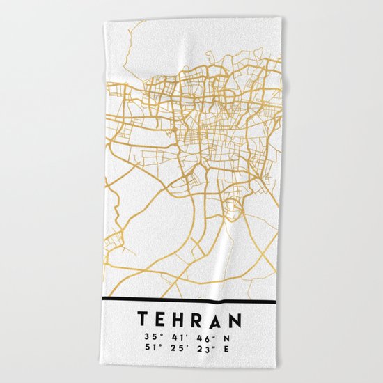 TEHRAN IRAN CITY STREET MAP ART Beach Towel