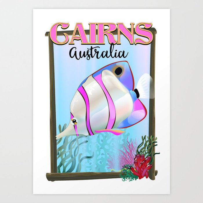 Cairns Australia tropical travel poster Art Print