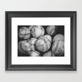 Baseballs in Black and White Framed Art Print