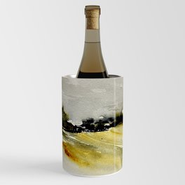 Watercolor landscape in gold and green  Wine Chiller