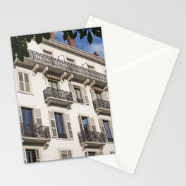 Paris balcony in the summer art print - blue sky french street and travel photography Stationery Card