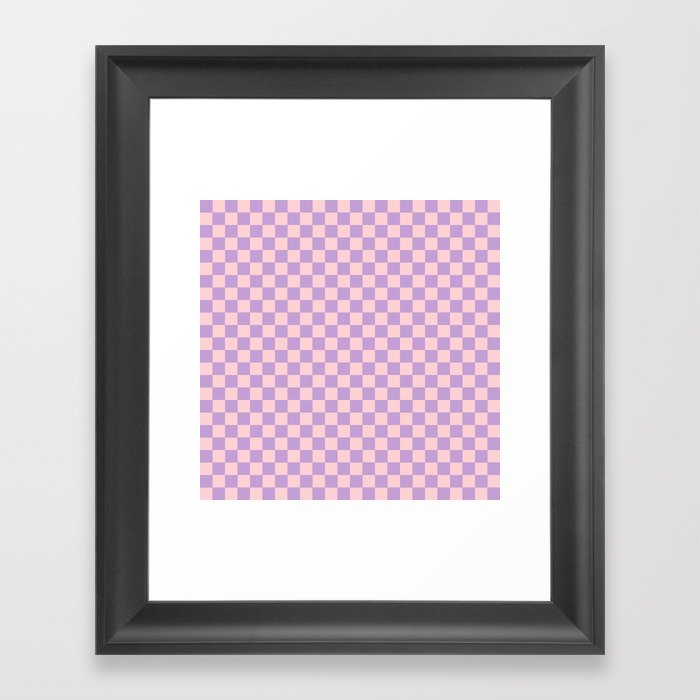 Checker Pattern 344 Pink and Lilac Framed Art Print