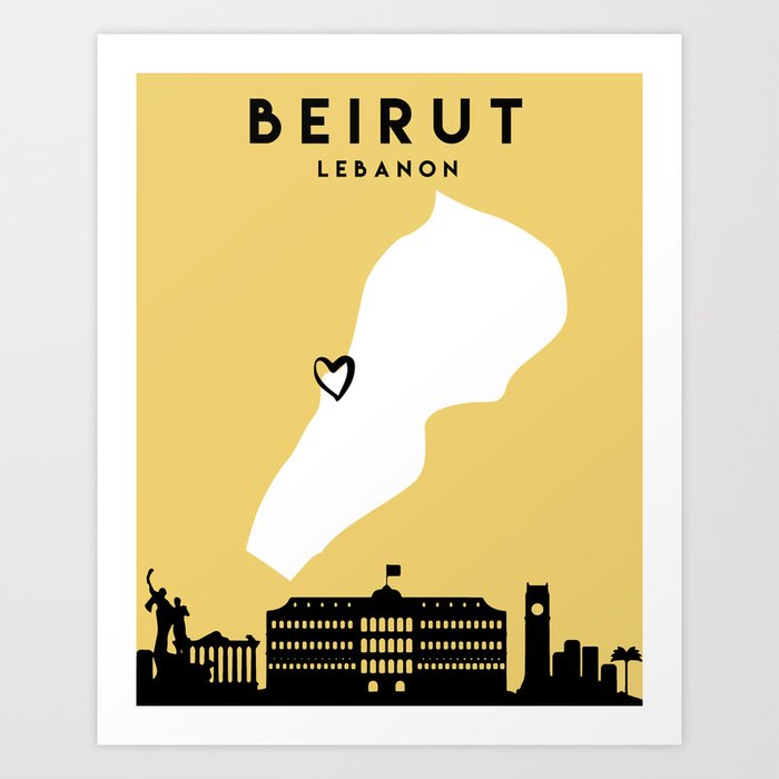 BEIRUT LEBANON LOVE CITY SILHOUETTE SKYLINE ART Art Print