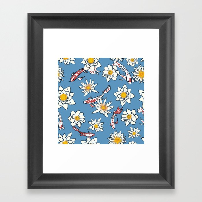 Koi and Waterlilies Framed Art Print