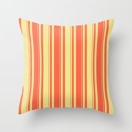 [ Thumbnail: Tan and Red Colored Stripes/Lines Pattern Throw Pillow ]