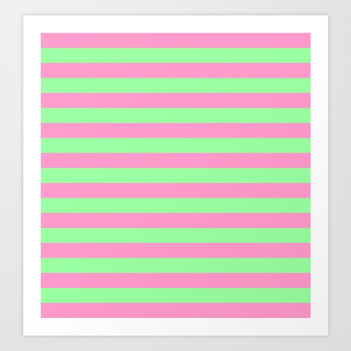 Pink & Green Stripes Art Print