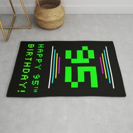 [ Thumbnail: 95th Birthday - Nerdy Geeky Pixelated 8-Bit Computing Graphics Inspired Look Rug ]