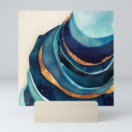 Abstract Blue with Gold Mini Art Print